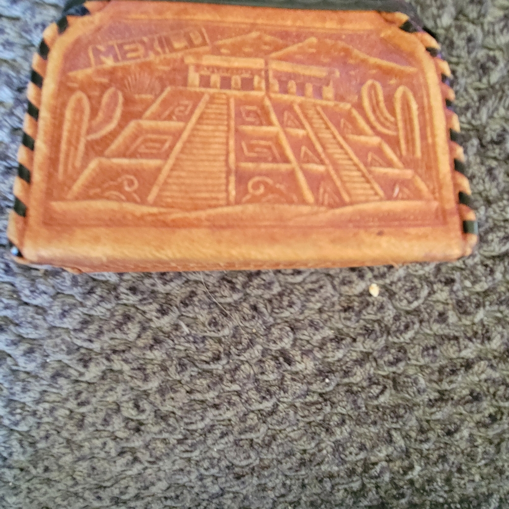Brown Leather Wallet with Embossed Design